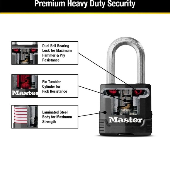 Masters Black Security Padlock - Picture 2 of 4